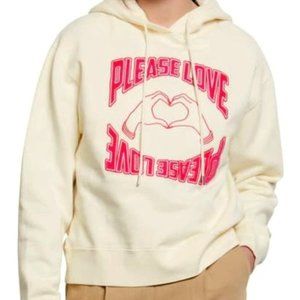 NEW Cream Red Sandro "Please Love" Heart Hoodie